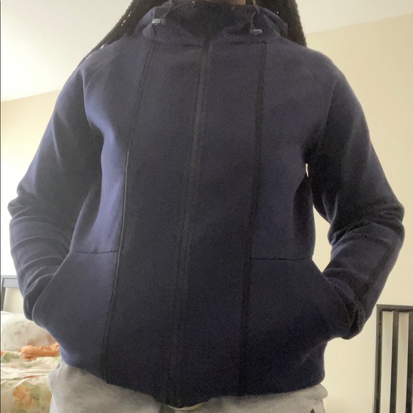 Dark Blue Zip-Up w/ thumb holes - Picture 3 of 4
